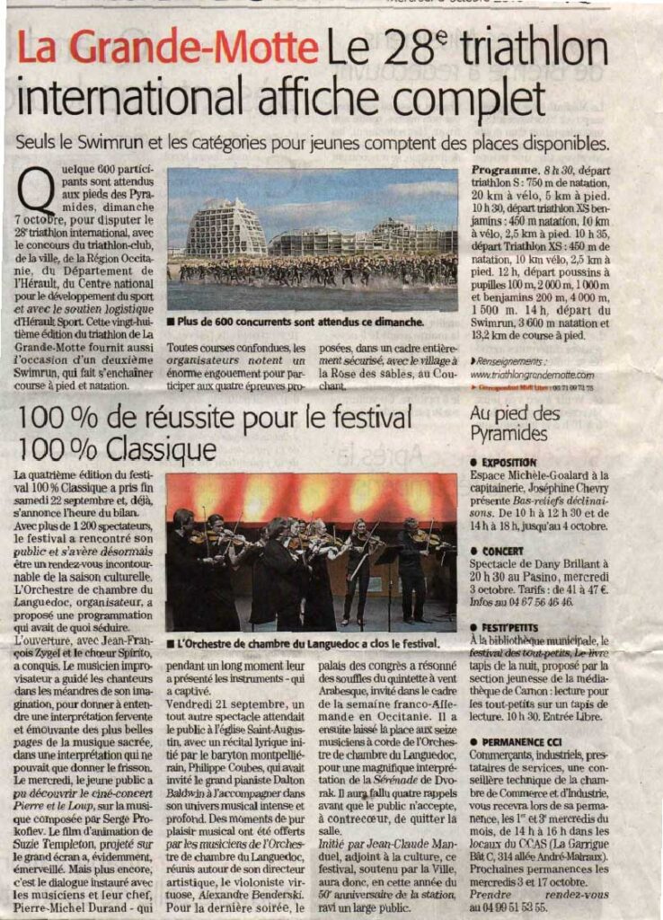 Article de presse du Midi-Libre - Festival 100 % Classique 2018 .jpg